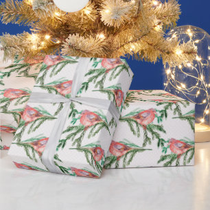 Papier Cadeau Oiseaux de Noël du Cardinal Rouge