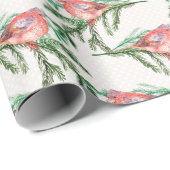 Papier Cadeau Oiseaux de Noël du Cardinal Rouge (Coin rond)