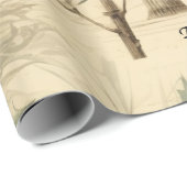 Papier Cadeau Oiseaux de Noël Vintage Holly Berry (Coin rond)