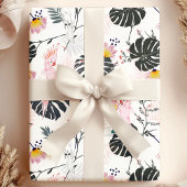 Papier Cadeau Oiseaux de perroquets tropicaux Feuilles de palmie