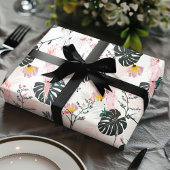 Papier Cadeau Oiseaux de perroquets tropicaux Feuilles de palmie