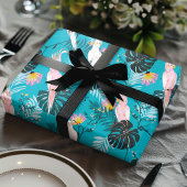 Papier Cadeau Oiseaux de perroquets tropicaux Palm Feuille Motif