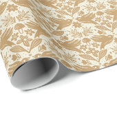 Papier Cadeau Oiseaux de plumes - Crème (Coin rond)