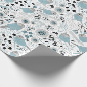 Papier Cadeau Oiseaux de poulet Fleurs gris bleu mignonnes Berri (Coin)