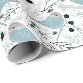 Papier Cadeau Oiseaux de poulet Fleurs gris bleu mignonnes Berri (Coin rond)