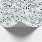 Papier Cadeau Oiseaux de poulet Fleurs gris bleu mignonnes Berri (Coin)