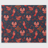 Papier Cadeau oiseaux des forêts enchantées enrobant rouge de No (Plat)