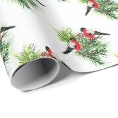 Papier Cadeau Oiseaux d'hiver (Coin rond)