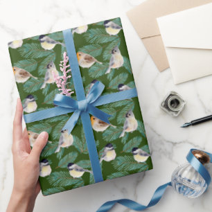 Papier Cadeau Oiseaux D'Hiver Dans La Branche Des Pins
