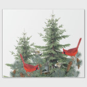 Papier Cadeau Oiseaux d'hiver Forêt Cardinal Pickadee Nuthatch (Plat)