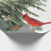 Papier Cadeau Oiseaux d'hiver Forêt Cardinal Pickadee Nuthatch (Coin)