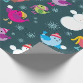 Papier Cadeau Oiseaux d'hiver Jouer dans la neige avec Snowman