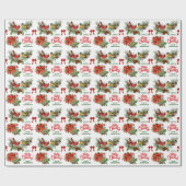 Papier Cadeau Oiseaux d'hiver Poinsettia Bouquet Noël (Plat)