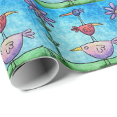 Papier Cadeau Oiseaux empilés (Coin rond)