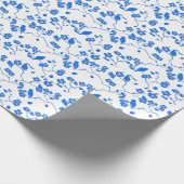 Papier Cadeau Oiseaux en fleurs de cerisiers Bleu Imprimer (Coin)