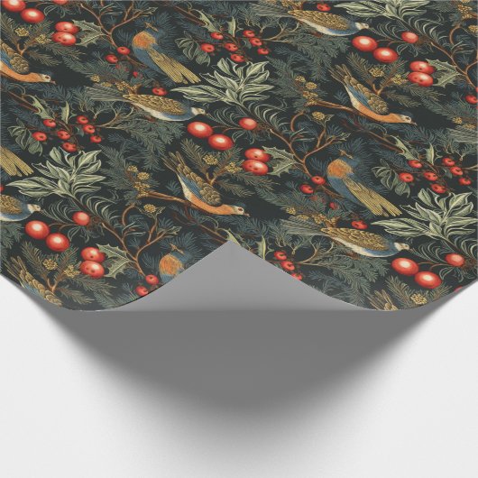 Papier Cadeau Oiseaux et baies (Coin)
