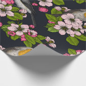 Papier Cadeau Oiseaux et fleurs en noir (Coin)