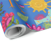 Papier Cadeau Oiseaux et fleurs lunaires Jour du soleil (Coin rond)