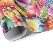 Papier Cadeau Oiseaux et fleurs tropicaux (Coin rond)
