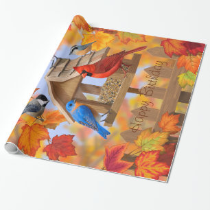 Papier Cadeau Oiseaux et oiseaux nourriciers Automne Couleurs au
