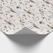 Papier Cadeau Oiseaux forestiers Feuille Noël (Coin)