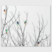 Papier Cadeau Oiseaux lumineux artistiques sur des branches (Plat)