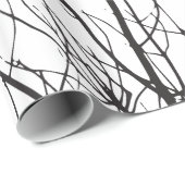 Papier Cadeau Oiseaux lumineux artistiques sur des branches (Coin rond)