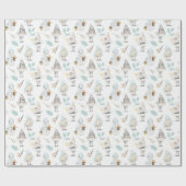 Papier Cadeau Oiseaux mignons et bonshommes de neige  (Plat)