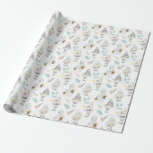 Papier Cadeau Oiseaux mignons et bonshommes de neige  (Déroulé)