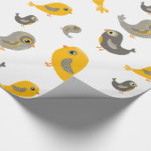 Papier Cadeau Oiseaux mignons - jaune et gris (Coin)