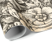 Papier Cadeau oiseaux musicaux victoriens (Coin rond)