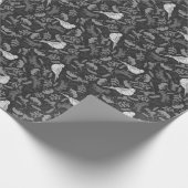 Papier Cadeau Oiseaux noirs et blancs d'hiver brillants Motif fl (Coin)