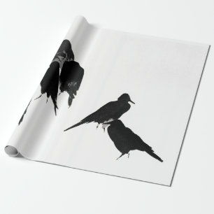 PAPIER CADEAU OISEAUX NOIRS PAPIER JAPONAIS EN LAVE-ENCRE