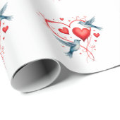 Papier Cadeau Oiseaux pour la Saint-Valentin (Coin rond)