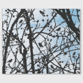 Papier Cadeau Oiseaux sur Branches et Blue Sky Silhouette Modern (Plat)