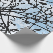 Papier Cadeau Oiseaux sur Branches et Blue Sky Silhouette Modern (Coin)
