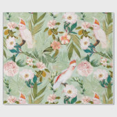 Papier Cadeau Oiseaux tropicaux Cockatoo Jungle Motif - Vert (Plat)