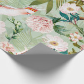 Papier Cadeau Oiseaux tropicaux Cockatoo Jungle Motif - Vert (Coin)