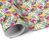 Papier Cadeau Oiseaux tropicaux géométriques (Coin rond)