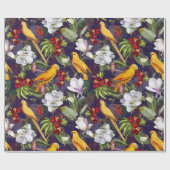 Papier Cadeau Oiseaux tropicaux Perroquets Jungle Motif - Violet (Plat)
