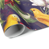 Papier Cadeau Oiseaux tropicaux Perroquets Jungle Motif - Violet (Coin rond)