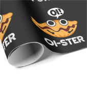 Papier Cadeau Oister Funny Animal Oyster Pun Dark BG (Coin rond)