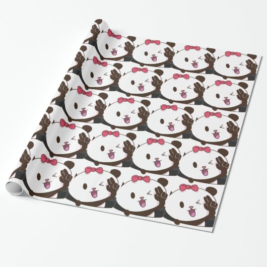 Papier Cadeau OK mignon de panda de fille ! (Déroulé)