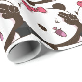 Papier Cadeau OK mignon de panda de fille ! (Coin rond)