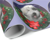 Papier Cadeau Old English Sheepdog (Coin rond)