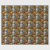 Papier Cadeau Old English Sheepdog Automne Harvest Thankgiving (Plat)
