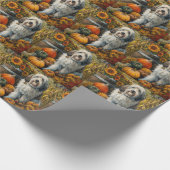 Papier Cadeau Old English Sheepdog Automne Harvest Thankgiving (Coin)