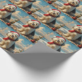 Papier Cadeau Old English Sheepdog Christmas Vintage Beach (Coin)