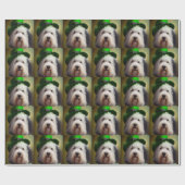 Papier Cadeau Old English Sheepdog en tenue de la Saint-Patrick (Plat)