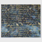 Papier Cadeau Old Gold Script Navy Blue (Plat)